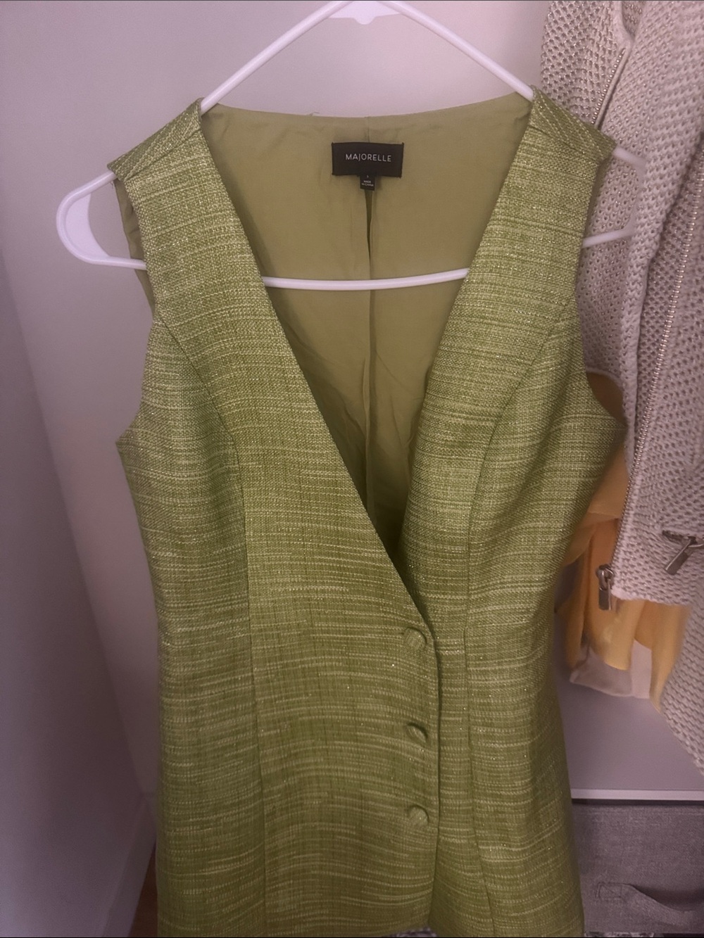 MAJORELLE Lime Green Textured Sleeveless Shift